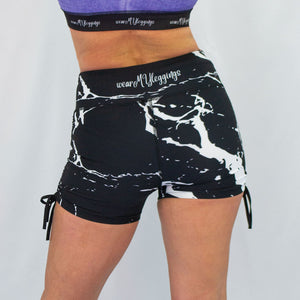 Black and White Mia Marble High Waisted Shorts
