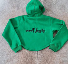 Load image into Gallery viewer, GREEN Curved Cropped Hoodie