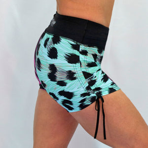 Mint Leopard High Waisted Shorts